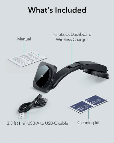 ESR HaloLock Dashboard Wireless Charger with Low Profile Mounting Arm Black 2C522C - ESR13284