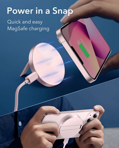 ESR HaloLock Kickstand Wireless Charger MagSafe Compatible Pastel Pink 2C515AP
