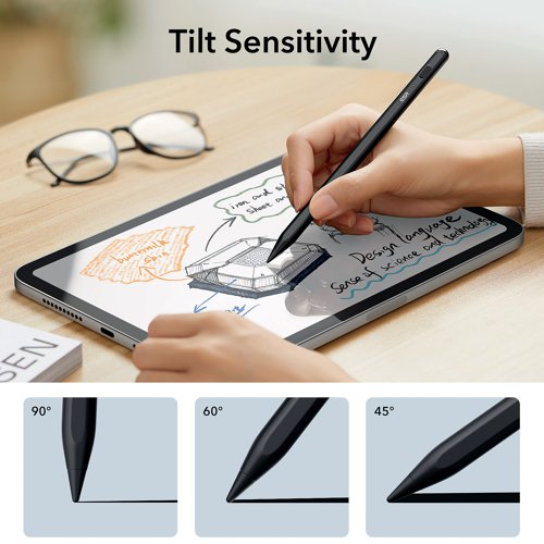 ESR Digital Magnetic Pencil with Tilt Sensitivity Synthetic Resin Nib for iPad Black 6C002 Stylus ESR16494