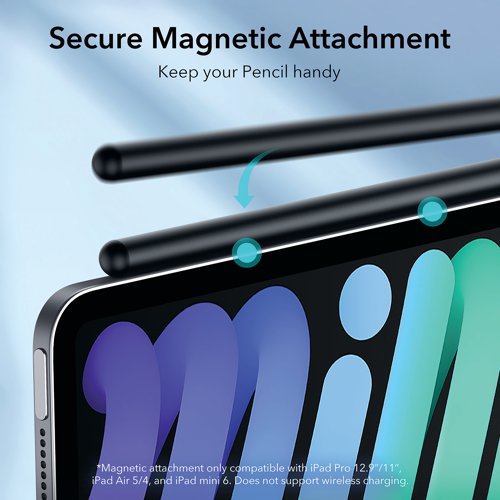 ESR Digital Magnetic Pencil with Tilt Sensitivity Synthetic Resin Nib for iPad Black 6C002 - ESR16494