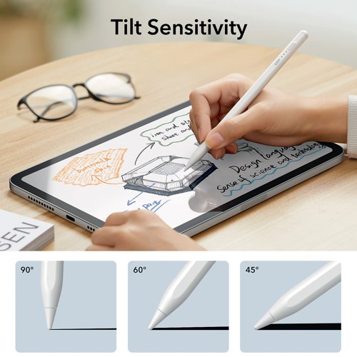 ESR Digital Magnetic Pencil with Tilt Sensitivity Synthetic Resin Nib for iPad White 6C001 Stylus ESR16495