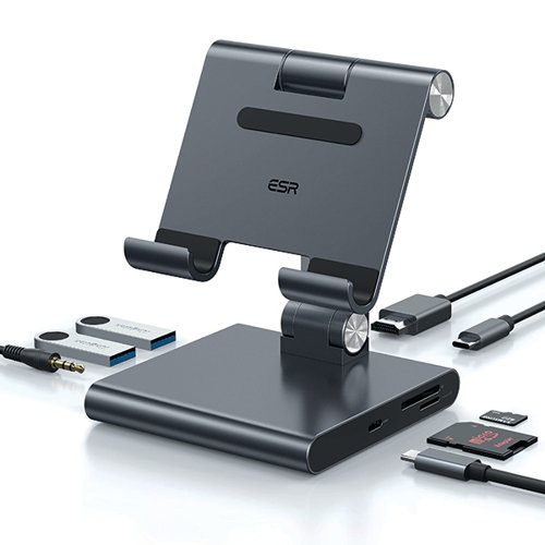 ESR 8-in-1 Portable Hub and Stand USB-C Grey 6A002