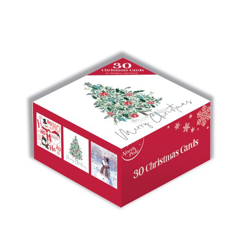 Eurowrap 30 Christmas Cards Boxed (Pack of 12) X-31014-BC