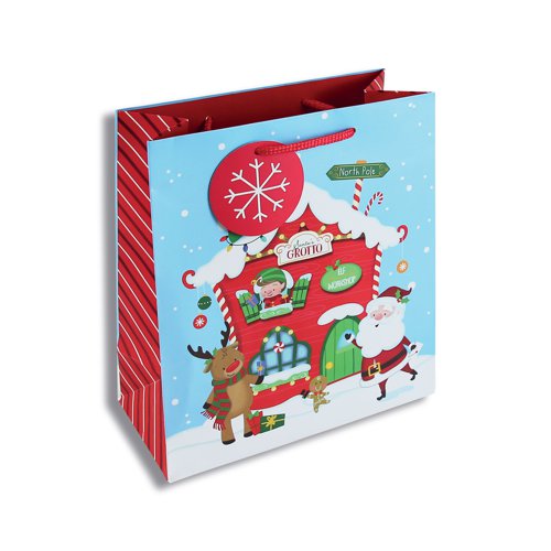 Eurowrap Gift Bag Santas Grotto Medium (Pack of 12) X-31211-3C