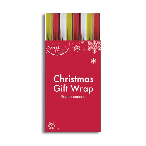 Eurowrap Christmas Plain Metallic Wrap 3 Metres Assorted (Pack of 49) X-31734-GWC