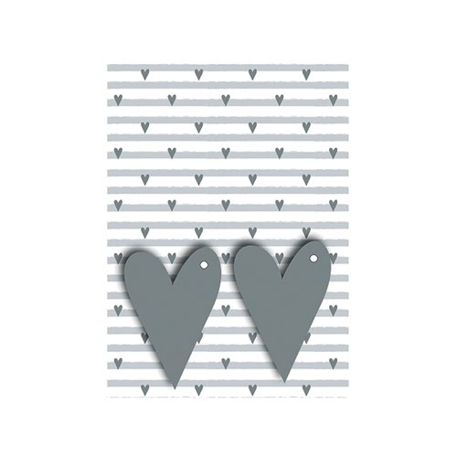 Grey Hearts Gift Wrap and Tags (Pack of 12) 27249-2S2T