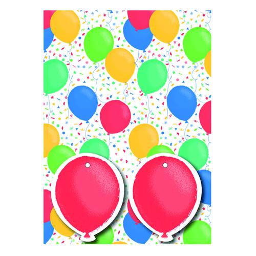 Balloons Gift Wrap and Tags Pack 12