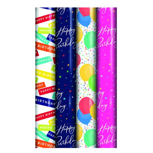 Assorted Happy Birthday Gift Wrap (Pack of 39) 27177-GW