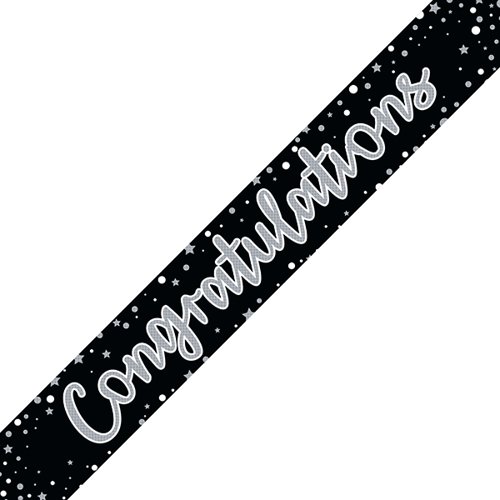 Congratulations Banner Black/Silver (Pack of 6) 6837-CONG
