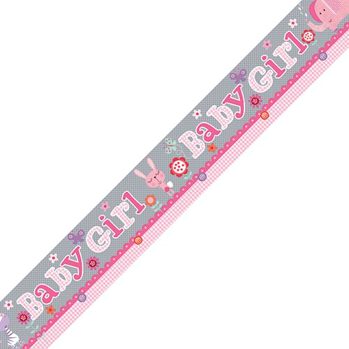 Baby Girl Banner Grey/Pink (Pack of 6) 6837-BGB-3