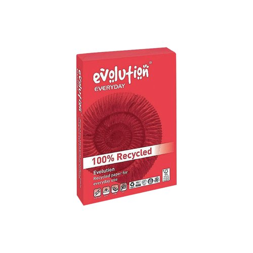 High quality and environmentally sound, Evolution Everyday paper is the ideal choice for trouble free printing that leaves a smaller environmental footprint. Made from 100% recycled post-consumer waste using a chlorine-free whitening process, the paper has a high opacity for exceptional print clarity and is ideal for everyday use. A4 in size, the paper has a weight of 80gsm and is supplied as 5 reams of 500 sheets in a box.