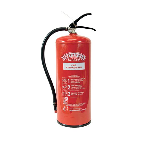 Fire Extinguisher Water 9 Litre (Certified to BS EN3 combats Class A fires) XWS9