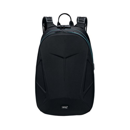 I-Stay 15.6 Inch Laptop Hardshell Backpack with USB Port and Anti-Theft Padlock Black/Blue IS0310
