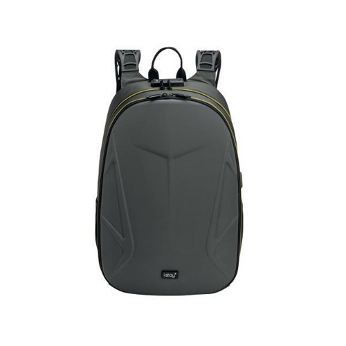 I-Stay 15.6 Inch Laptop Hardshell Backpack with USB Port and Anti-Theft Padlock Grey/Yellow IS0311