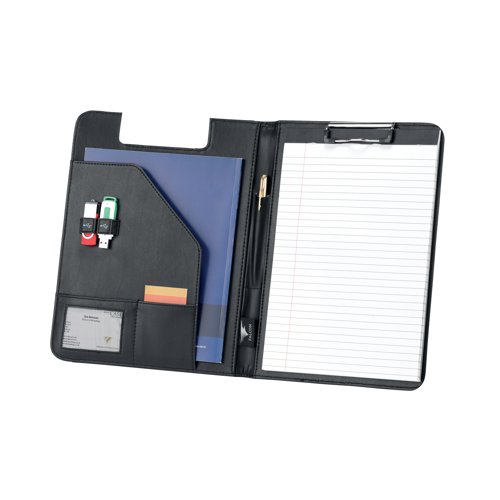 FO06539 i-Stay Conference Folder with Clipboard A4 Faux Leather Black FI6539