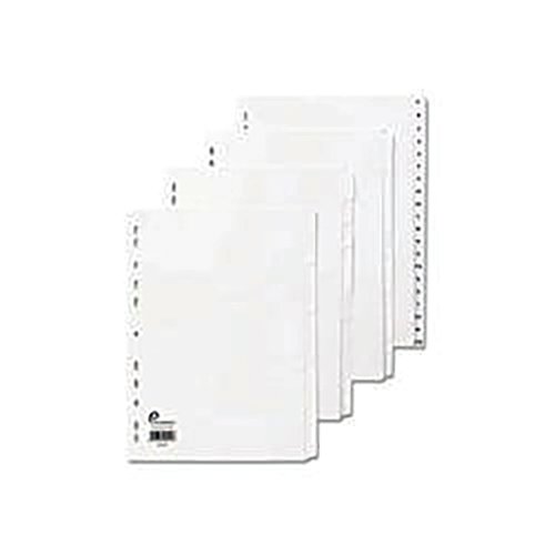 5 Star Office Dividers 20-Part Recycled Card Multipunched A4 White