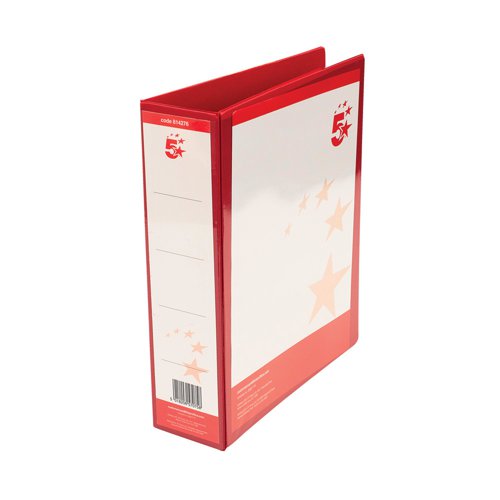 5 Star Office A4 Presentation Lever Arch File Polypropylene 58mm Red