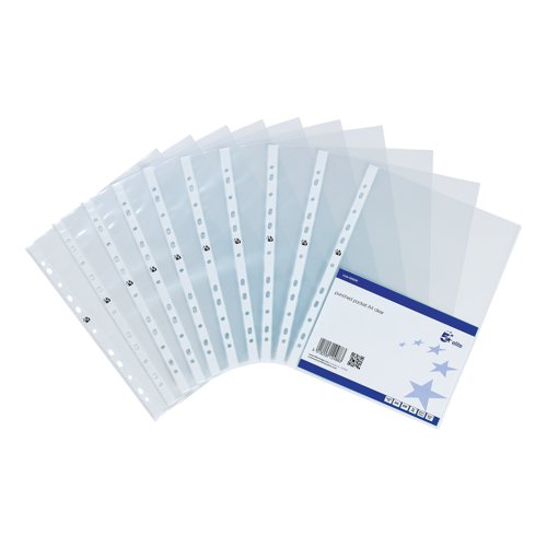 5 Star Elite Presentation Punched Pocket Polypropylene Top-opening 90 Micron A4 Clear (Pack of 10)