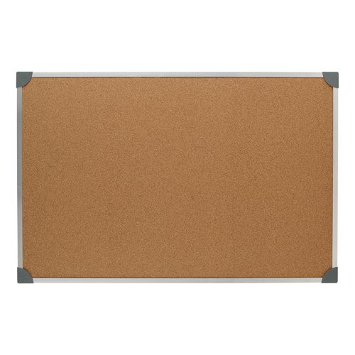 5 Star Office Cork Board with Wall Fixing Kit Aluminium Frame 900x600mm