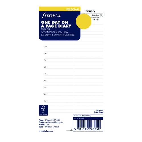 Filofax Refill Day Per Page Personal 2021 21-68441