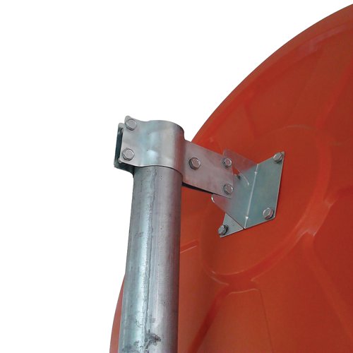 GA72283 Traffic Mirror with Hood 450mm Diameter with Fixings High Visibility Orange TMH45Z