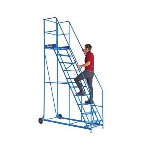 Climb-It Warehouse Safety Steps 600mm Platform 10 Tread Blue AHWS10BL Ladders, Stepladders & Platform Steps GA79079