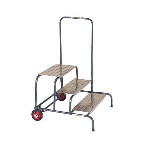 Climb-It Wide Work Steps with Chequer Plate 3 Tread 200mm Platform Silver SWW13C GA79195 Buy online at Office 5Star or contact us Tel 01594 810081 for assistance