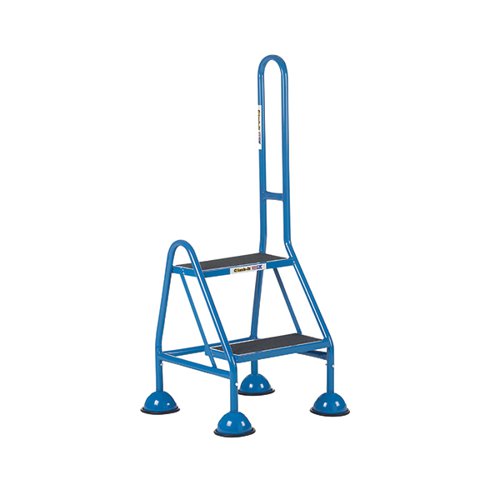 Climb-It Domed Feet Handy Step 2 Tread with Side Handrail Blue AAP21 Ladders, Stepladders & Platform Steps GA79422