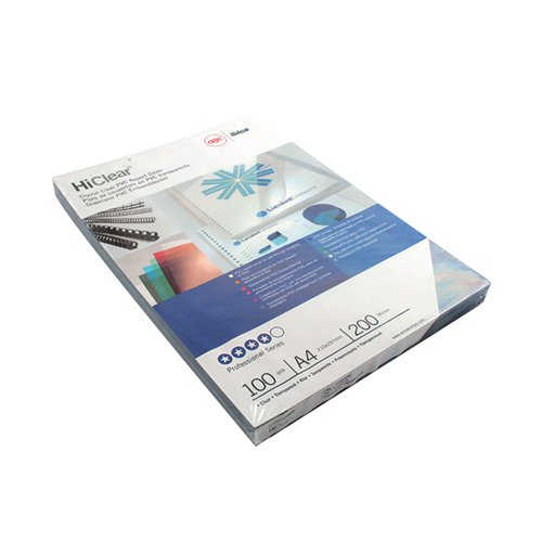 GBC HiClear A4 Binding Cover 200micron Super Clear (Pack of 100) CE012080E