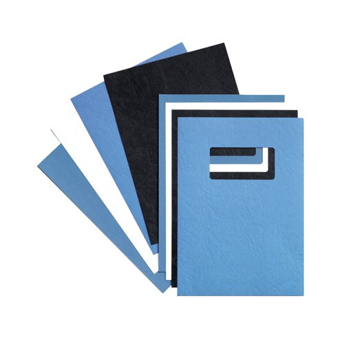 GBC LeatherGrain A4 Binding Cover with Window 250gsm Blue (Pack of 50) 46735E - GB21869
