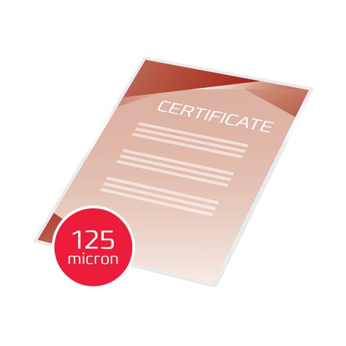Laminating pouches are a convenient, everyday solution to protect and enhance valuable presentation pages, reference lists, product sheets, notices, photographs and certificates. 250 Micron Gloss. A4 format. Pack size:100.