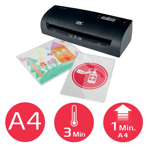 Lamination doesn't get any simpler. Ideal for the home or small office, the Fusion 1100L A4 Laminator guarantees perfect results. Stylish and ultra compact for storage, it warms up in 3 minutes and laminates a single document from ID to A4 size in under a minute using 2x75 or 2x125 micron pouches. A green light and sound signals it is ready for use, a release button removes any misfeeds and auto shut off conserves power.
