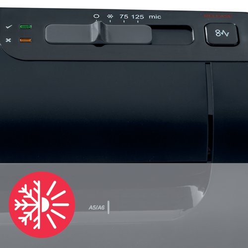 Lamination doesn't get any simpler. Ideal for the home or small office, the Fusion 1100L A4 Laminator guarantees perfect results. Stylish and ultra compact for storage, it warms up in 3 minutes and laminates a single document from ID to A4 size in under a minute using 2x75 or 2x125 micron pouches. A green light and sound signals it is ready for use, a release button removes any misfeeds and auto shut off conserves power.