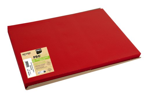 Keep surfaces clean and free from scratches with these embossed satin paper placemats. The food-safe paper is dyed with edible ink which is solvent-free, heavy metal-free and highly lightfast treated to ensure that the ink does not rub off. Measuring 300 x 400mm, these red placemats are supplied in a pack of 500.