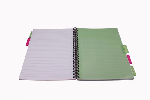 The Europa Splash A4 Project book with a stylish polypropylene cover and five repositionable, polypropylene dividers is ideal for organising school and office topics. The wire binding allows the book to lie flat for ease of use and the pages are micro-perforated for easy removal. Featuring 200 lined pages of quality 80gsm paper which is feint ruled for neat note-taking, these pink project books are supplied in a pack of 3.