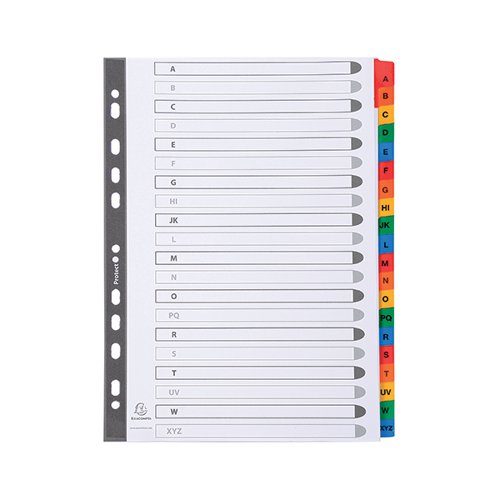 Exacompta Guildhall Mylar Index Coloured Tabs 20-Part A-Z A4 White 1111E