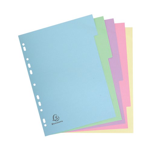 Exacompta Recycled Dividers 5-Part A4 Pastel 1605E GH01605