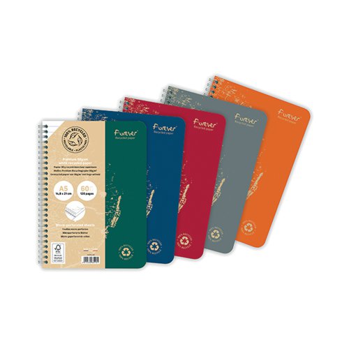 Forever Wirebound Notebook Lined 90gsm A5 Assorted Pack of 5 68416C