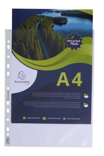 Exacompta OPAK Recycled Punched Pockets 60 micron A4 (Pack 100) 5320E | GH05320 | Exacompta