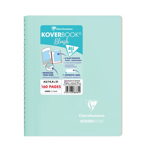 GH08660 Clairefontaine Koverbook Blush Wirebound Notebook A5 Assorted (Pack of 5) 366781C