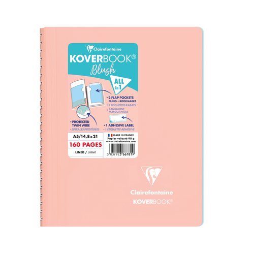 Clairefontaine Koverbook Blush Wirebound Notebook A5 Assorted (Pack of 5) 366781C