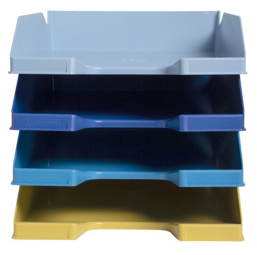 Exacompta Bee Blue Letter Trays Recycled A4 Set of 4 Assorted pack 1