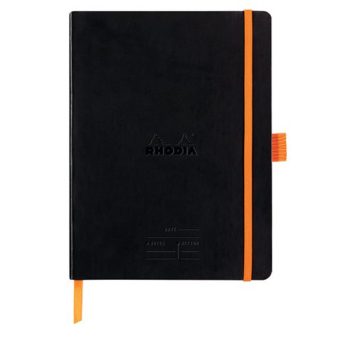 GH17782 Clairefontaine Rhodiarama Italian Leatherette Meeting Book A5+ Black 117782C