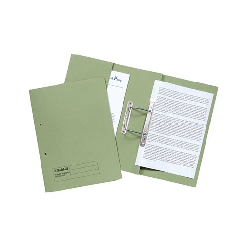 Exacompta Guildhall Transfer Spiral Pocket File 315gsm Foolscap Green (Pack of 25) 349-GRN