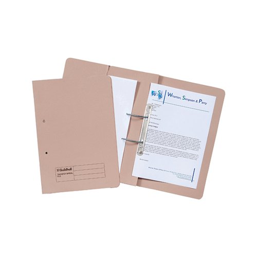 Exacompta Guildhall Heavyweight Transfer Spiral Pocket File Foolscap Buff (Pack of 25) 211/6001