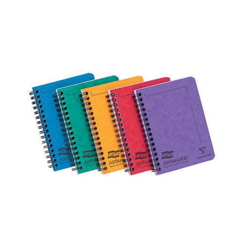 These stylish and colourful Europa Notemaker notebooks contain 120 pages of quality 90gsm paper, which is feint ruled for neat note-taking. The notebooks also feature hardwearing pressboard covers and a wire binding, which allows the notebooks to lie flat for easy use. This assorted pack contains 10 A6 notebooks with red, yellow, blue, green and purple covers, which is ideal for colour coding your notes.