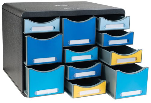 GH31372 Exacompta Bee Blue Store Box Recycled 11 Drawers Assorted