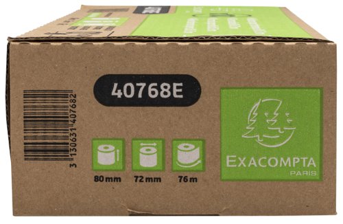 Exacompta Zero Plastic Thermal Receipt Roll 80mmx72mmx76m (Pack of 10) 40768E