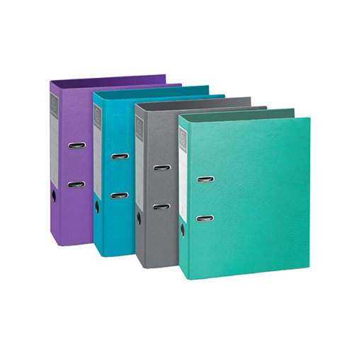 Exacompta Teksto Lever Arch File 80mm A4 Assorted (Pack of 10) 53650E