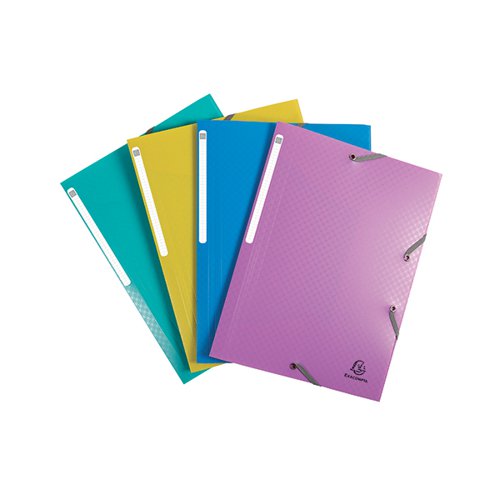 Exacompta Forever Young 3 Flap Folder PP Elasticated A4 Assorted (Pack of 4) 55190E GH55190
